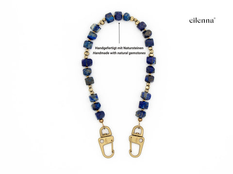 Short mobile phone chain with lapis lazuli natural stones