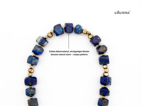 Short mobile phone chain with lapis lazuli natural stones