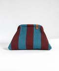 MIO Clutch Blau-Bordeaux gestreift
