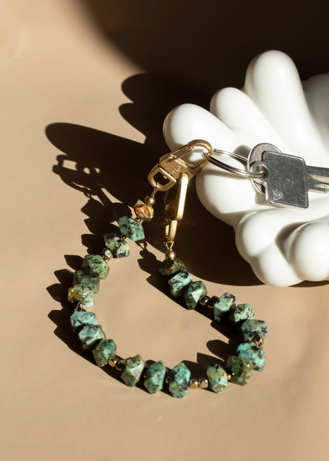Pine phone case & phone chain with African turquoise