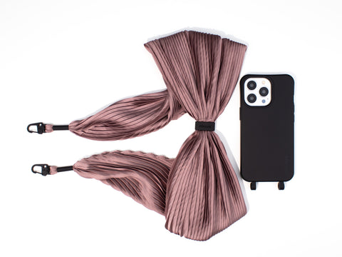 Handyhülle mit abnehmbarem Plisseetuch, Crow & Altrosa