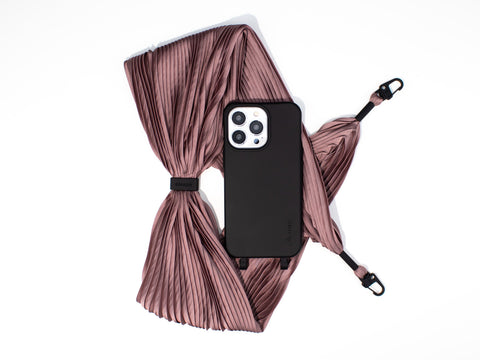 Handyhülle mit abnehmbarem Plisseetuch, Crow & Altrosa