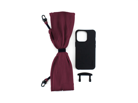 Handyhülle mit abnehmbarem Plisseetuch, Crow & Burgundy