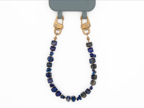 Kurze Naturstein Handykette mit Lapislazuli Natursteinen