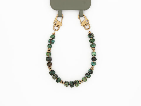 Handykette zum Umhängen mit Handyhülle für iPhone und Samsung in PINE mit Kordel OAT, handmade von eilenna