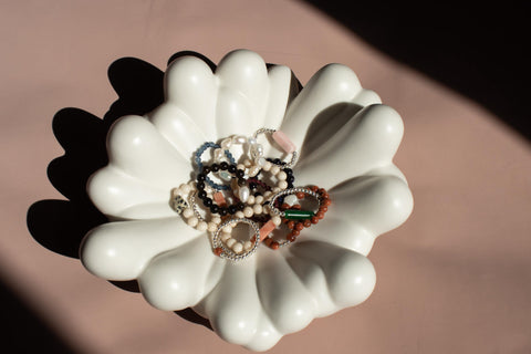 Ring mit grünem Achat & 925 Silberperlen, Elastischer Perlen Ring, Geschenk Frauen, Taya Ring