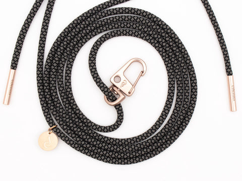 Handykette universal mit Karabiner und Adapter, Kordel in POCAHONTAS mit Rosegold, handmade von eilenna