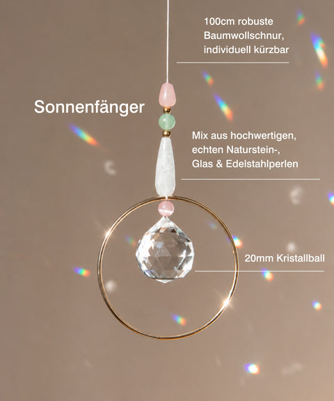 Geschenkset mit handgemachten Sonnenfänger, Grußkarte zur Hochzeit & Geschenktüte