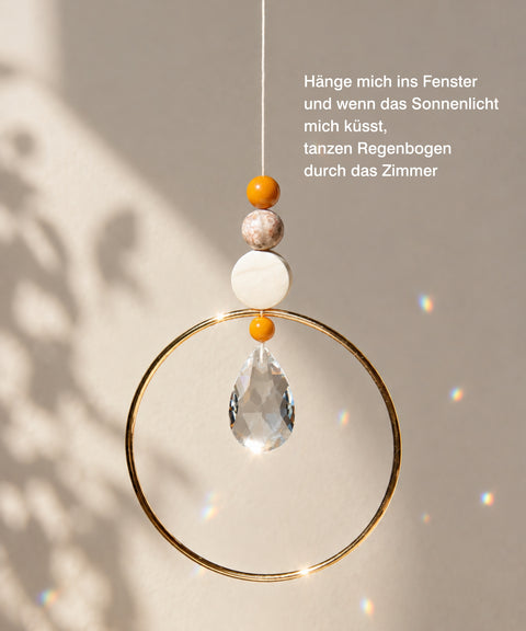 Grußkarte zum Abschied mit handgemachtem Sonnenfänger & Geschenktüte