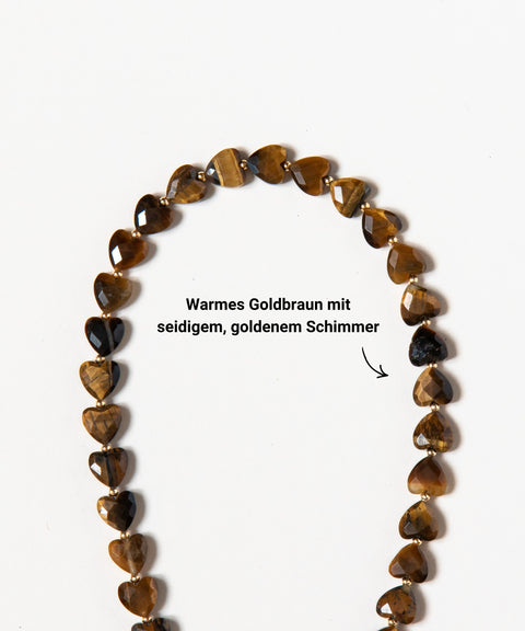 Handyhülle Berry & Handykette mit Tigerauge Herzperlen - Symbolisiert Mut