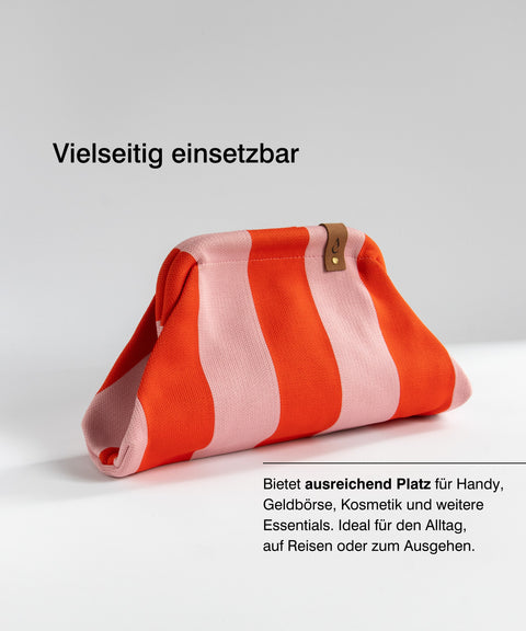 MIO Clutch Rot & Rosa gestreift