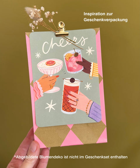 Grußkarte Zur bestandenen Prüfung #1 mit handgemachtem Sonnenfänger & Geschenktüte