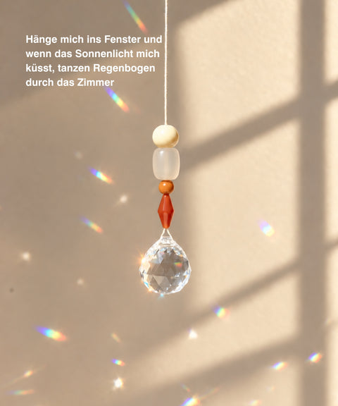 Grußkarte „Merci" mit handgemachtem Sonnenfänger & Geschenktüte