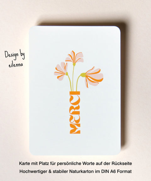 Grußkarte „Merci" mit handgemachtem Sonnenfänger & Geschenktüte