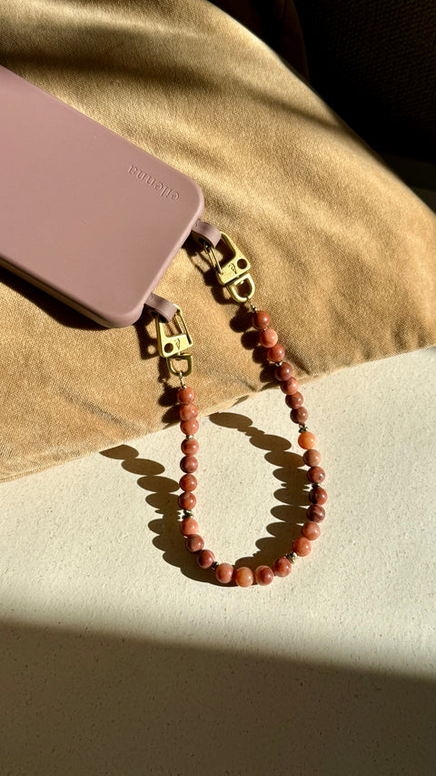Handyhülle Berry & Handykette mit Pinker Aventurin