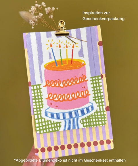 Geburtstagskarte „Happy Birthday“ #2 mit handgemachtem Sonnenfänger & Geschenktüte