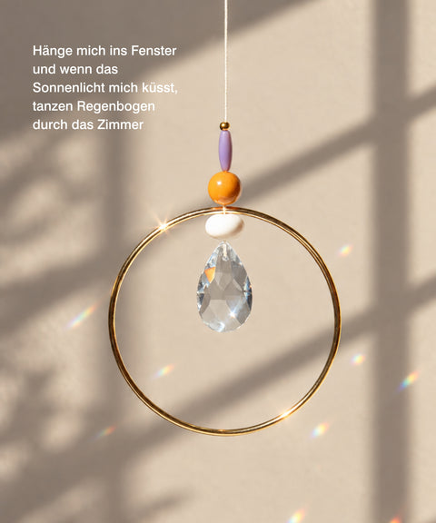Grußkarte „Für dich" mit handgemachtem Sonnenfänger & Geschenktüte