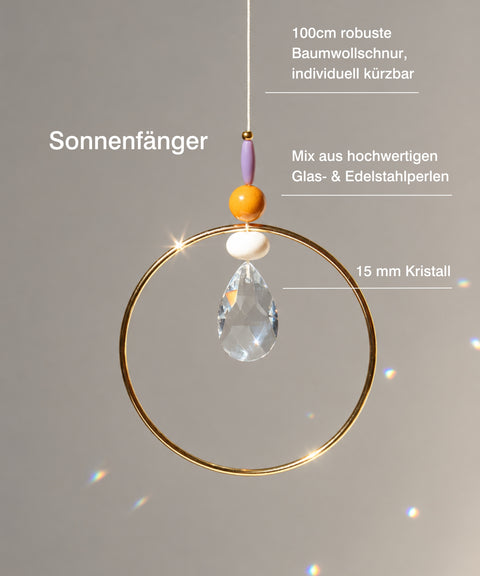 Grußkarte „Für dich" mit handgemachtem Sonnenfänger & Geschenktüte