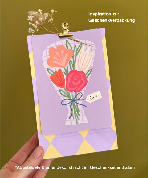 Grußkarte „Für dich" mit handgemachtem Sonnenfänger & Geschenktüte