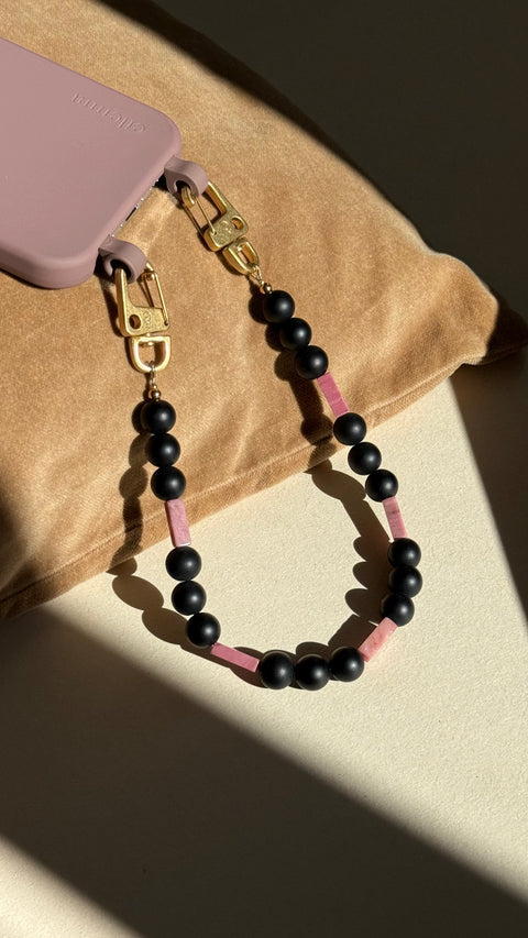 Berry phone case &amp; phone chain with rhodonite