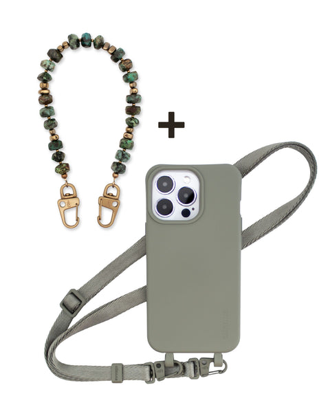 Mobile phone case with mobile phone strap, Pine