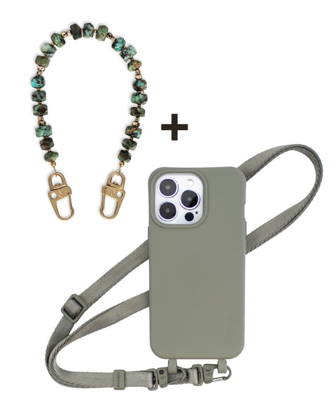 Mobile phone case with mobile phone strap, Pine