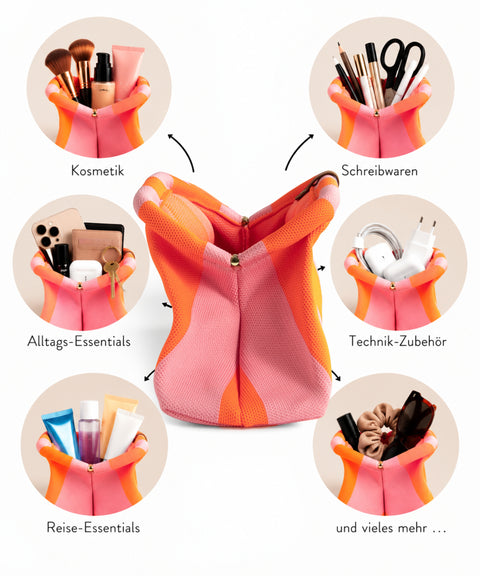 MIO Clutch Rosa-Neonorange gestreift