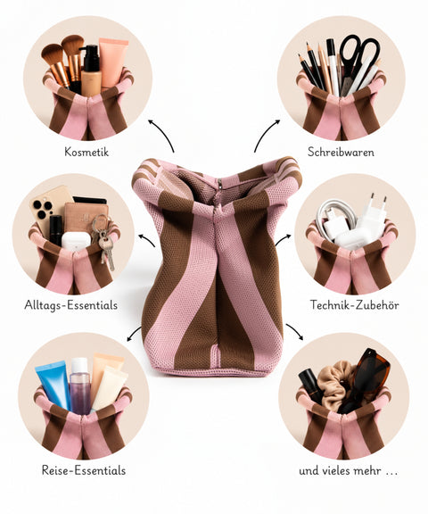 MIO Clutch Rosa-Braun gestreift