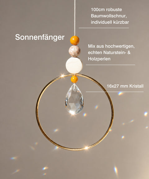 Geschenkset mit handgemachten Sonnenfänger, Grußkarte zum Abschied & Geschenktüte