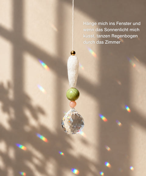 Grußkarte als kleines Mitbringsel mit handgemachtem Sonnenfänger & Geschenktüte