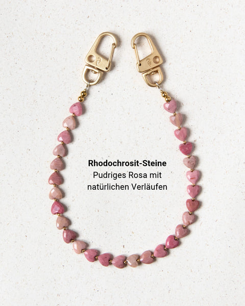 Handyhülle Berry & Kordel Chess + Natursteinkette mit Rhodochrosit Herzperlen