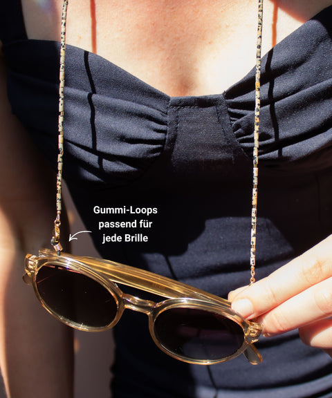 Glasses chain made of Dalmatian Jasper &amp; Gold