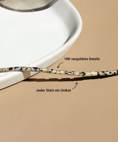 Glasses chain made of Dalmatian Jasper &amp; Gold