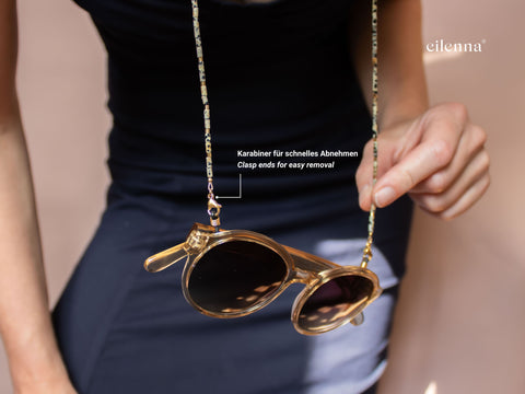 Brillenkette aus Dalmatiner Jaspis & Gold