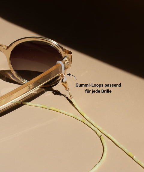 Glasses chain made of lemon jade, freshwater pearl &amp; gold