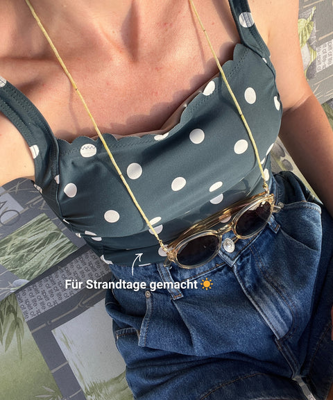 Glasses chain made of Dalmatian Jasper &amp; Gold