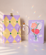 Geschenkset Blumen mit handgemachten Sonnenfänger, 
Grußkarte & Geschenktüte