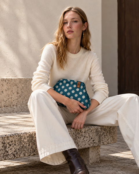 MIO Clutch Grün-Weiß gepunktet
