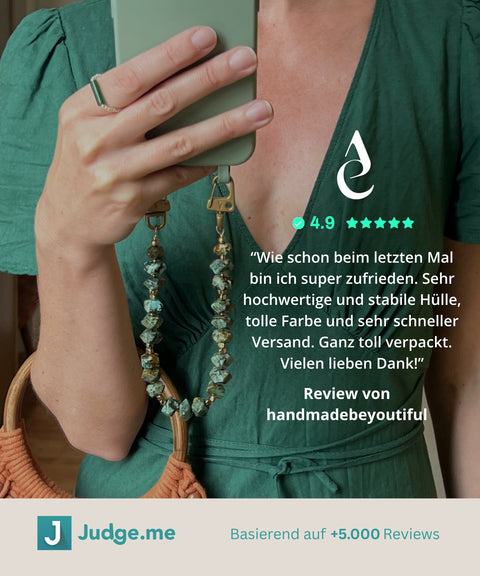 Pine phone case & phone chain with African turquoise - For change & protection