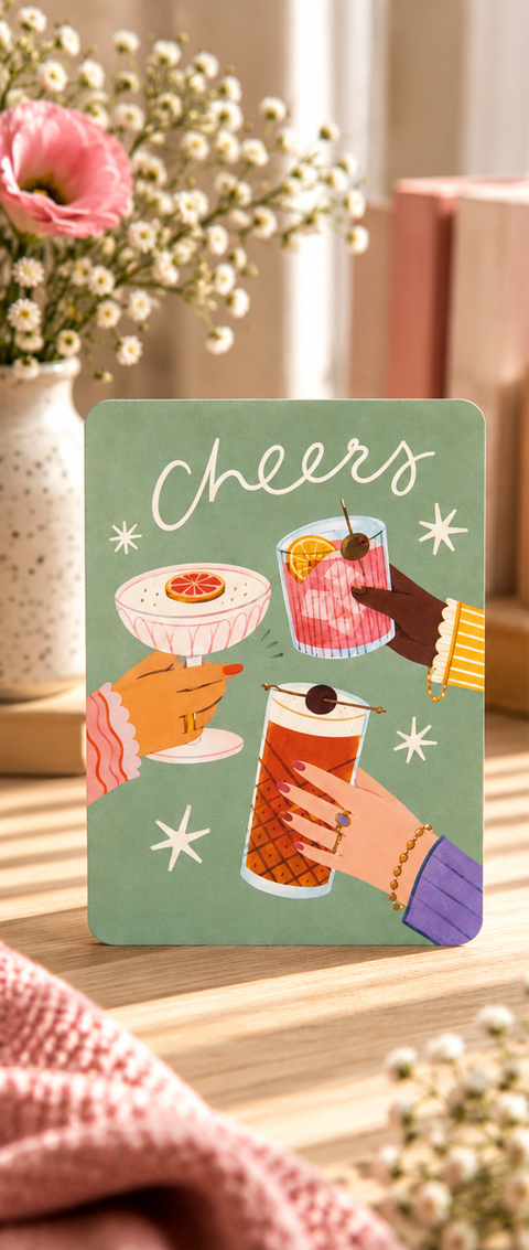Glückwunschkarte „Cheers“ – Karte zum Anstoßen & Feiern