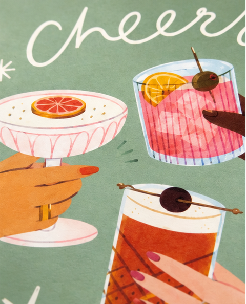 Glückwunschkarte „Cheers“ – Karte zum Anstoßen & Feiern