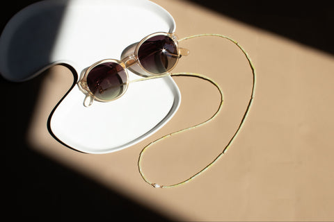 Brillenkette aus Zitronen Achat & Süsswasserperle