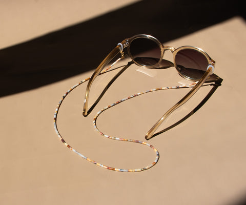 Brillenkette aus Crazy Agate & Gold