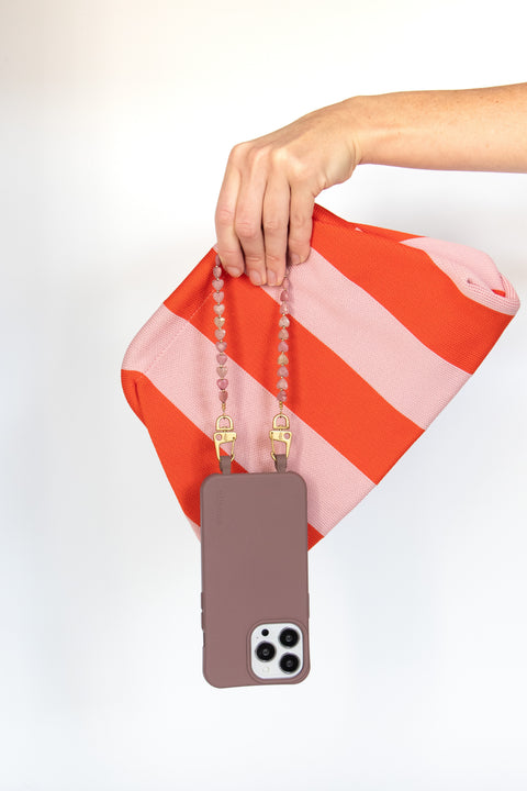 Handyhülle mit Naturstein-Handykette & MIO Clutch im Bundle