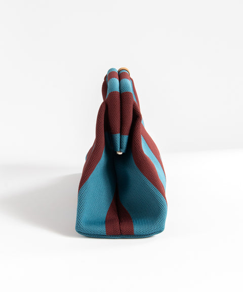 MIO Clutch Blau-Bordeaux gestreift