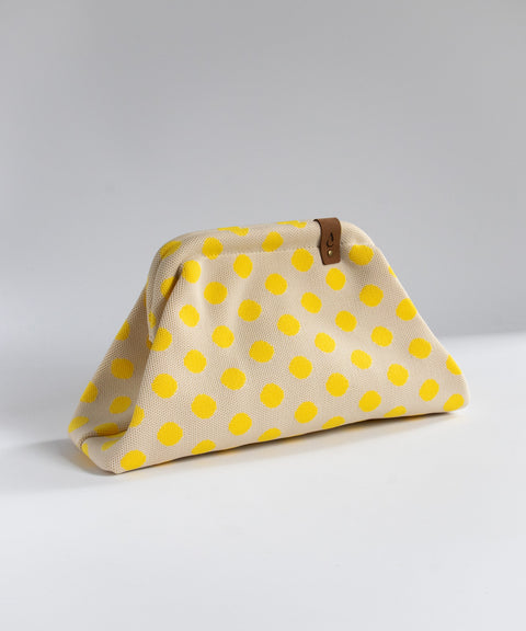 MIO Clutch Weiß-Gelb Punkte