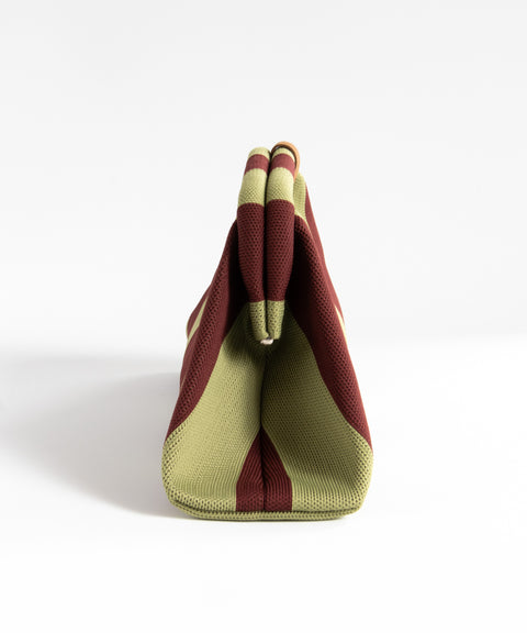 MIO Clutch Grün-Bordeaux gestreift