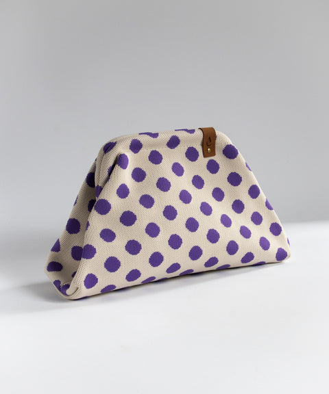 MIO Clutch Weiß-Lila Punkte
