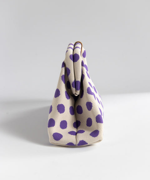 MIO Clutch Weiß-Lila Punkte