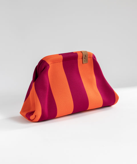 MIO Clutch Orange-Himbeere gestreift